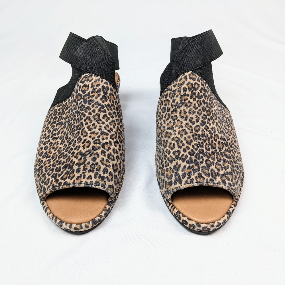 Gentle Souls Lily X-cross Elastic Ankle Strap Suede Cheetah Slip-On Sandals sz.9 - Picture 6 of 10